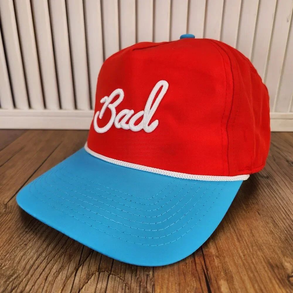 Bad Birdie Rope Hat Snapback Cap Red Blue Script Golf Coursewear Athleisure Dad